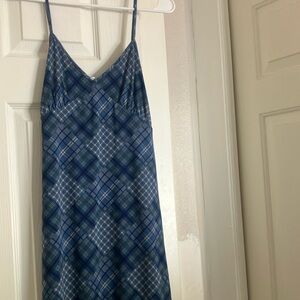 American Eagle Outfitters Blue Plaid Midi Dress